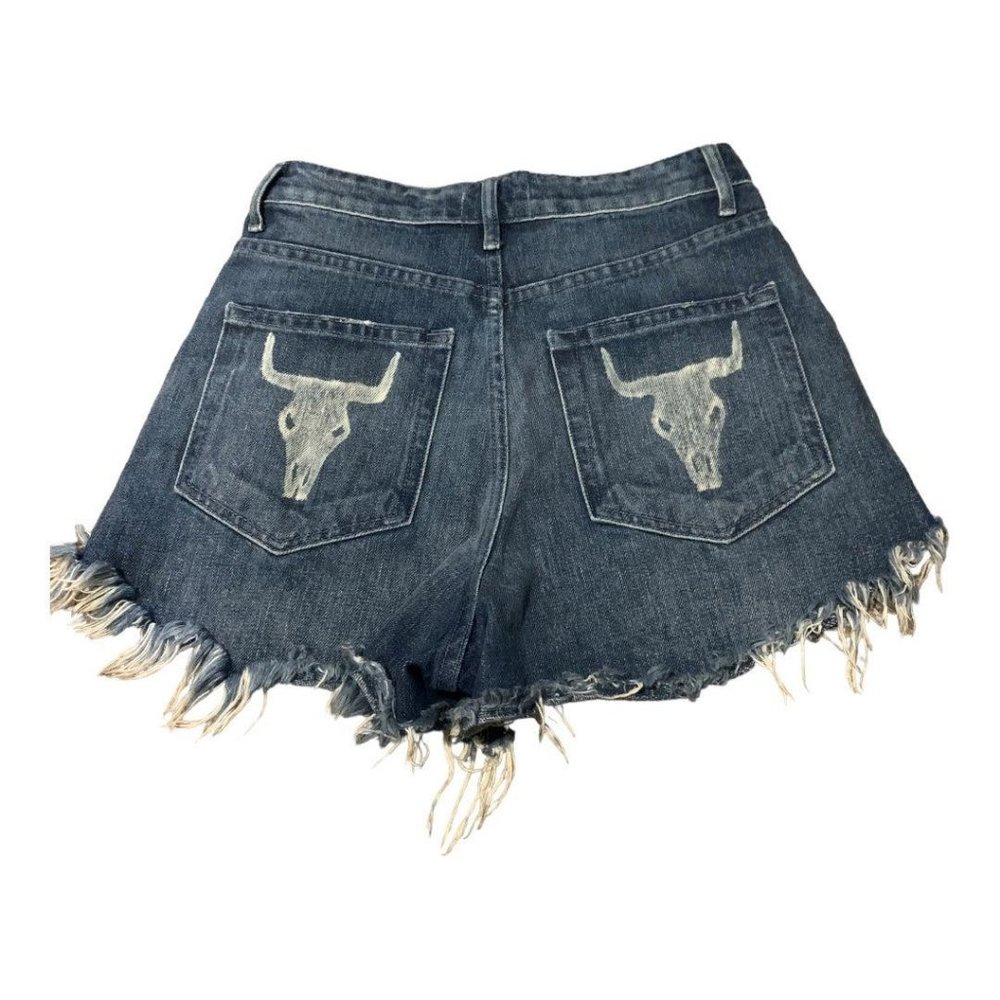 Show me your Mumu Blue Longhorn Shorts- Sz 26